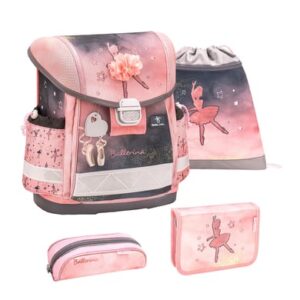 Belmil Schulranzen Classy Schulranzen Set 4-teilig mit Brustgurt Ballerina Black Pink