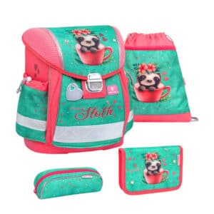 Belmil Schulranzen Classy Schulranzen Set 4-teilig mit Brustgurt Cute Sloth