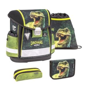 Belmil Schulranzen Classy Schulranzen Set 4-teilig mit Brustgurt Dinosaur World 2