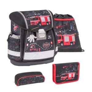 Belmil Schulranzen Classy Schulranzen Set 4-teilig mit Brustgurt Firetruck 2