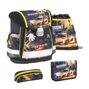 Belmil Schulranzen Classy Schulranzen Set 4-teilig mit Brustgurt Midnight Race