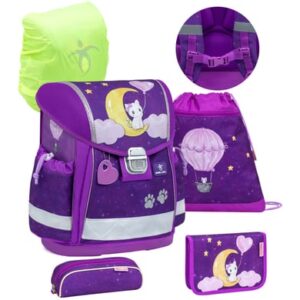 Belmil Schulranzen Classy Schulranzen Set 5-teilig mit Brustgurt Caty on the Moon