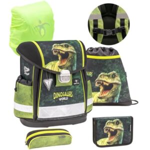 Belmil Schulranzen Classy Schulranzen Set 5-teilig mit Brustgurt Dinosaur World 2