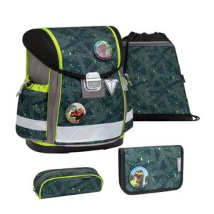 Belmil Schulranzen Classy Schulranzen Set 5-teilig mit Brustgurt Green Splash