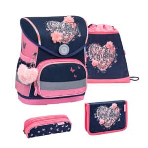 Belmil Schulranzen Compact Schulranzen Set 4-teilig mit Brustgurt Beautiful Flowers