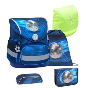 Belmil Schulranzen Compact Schulranzen Set 5-teilig mit Brustgurt Football 4