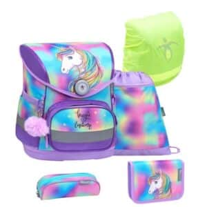 Belmil Schulranzen Compact Schulranzen Set 5-teilig mit Brustgurt Rainbow Color