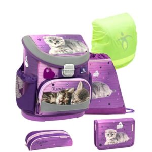 Belmil Schulranzen Mini Fit Schulranzen Set 5-teilig mit Brustgurt Little Caty