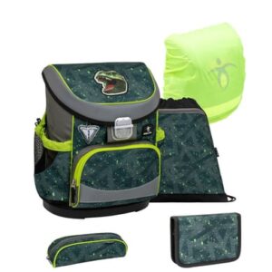 Belmil Schulranzen Mini Fit Schulranzen Set 5-teilig mit Brustgurt T-rex Roar