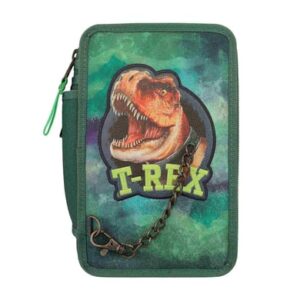 Depesche 3-Fach Federtasche T-Rex Dino World 20 x 13 cm grün