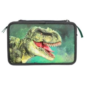 Depesche 3-Fach Federtasche mit 3D Effekt Dino World 20 x 13 cm grün