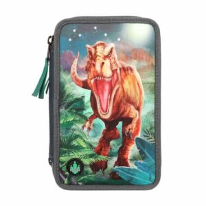 Depesche Federtasche LED grau Dino World 20 x 13 x 7 cm bunt