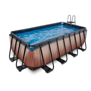 EXIT Frame Pool 4x2x1.22m (12v Filterpumpe) – Holz Optik