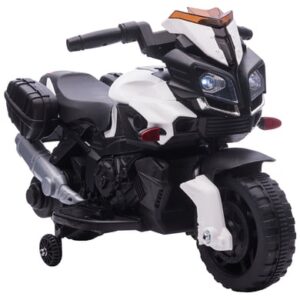 HOMCOM Elektrisches Motorrad für Kinder mit Hupe und Scheinwerfer weiß und schwarz