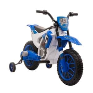 HOMCOM Kinder Elektromotorrad mit 2 abnehmbaren Stützrädern blau