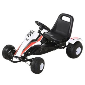 HOMCOM Kinder Go-Kart mit Handbremse weiß