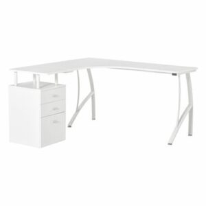 HOMCOM Schreibtisch in L-Form mit Schubladen weiß