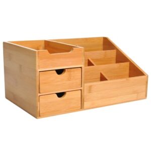 HOMCOM Schreibtischorganizer mit 2 Schubladen natur