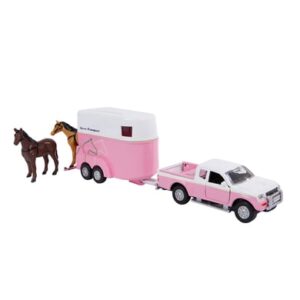 Kids Globe Farming Farming Set Spielzeugauto + Pferdeanhänger Rosa Rosa