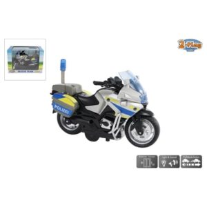Kids Globe Farming Polizeimotorrad mit Licht + Sound mit Rückzugsmotor inkl. Batterien Blau