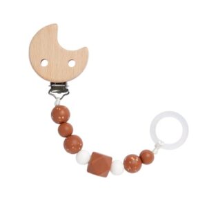 LÄSSIG Soother Holder Wood/Silicone Little Universe Brown