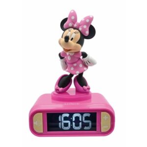 LEXIBOOK Disney Minnie Wecker mit 3D Nachtlicht-Figur und besonderen Klingeltönen