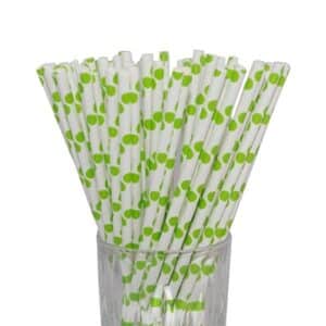 Luxentu Papier-Trinkhalme gepunktet 20 cm 100er Set grün