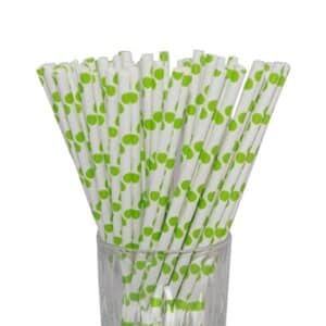 Luxentu Papier-Trinkhalme gepunktet 20 cm 100er Set grün