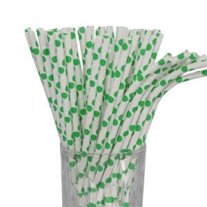 Luxentu Papier-Trinkhalme gepunktet mit Knick 20 cm 100er Set grün