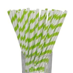 Luxentu Papier-Trinkhalme gestreift 20 cm 100er Set grün