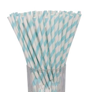 Luxentu Papier-Trinkhalme gestreift 20 cm 100er Set hellblau