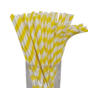 Luxentu Papier-Trinkhalme gestreift mit Knick 20 cm 100er Set gelb