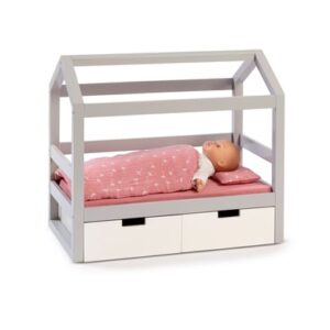 MUSTERKIND® Puppen-Hausbett Viola grau/weiß