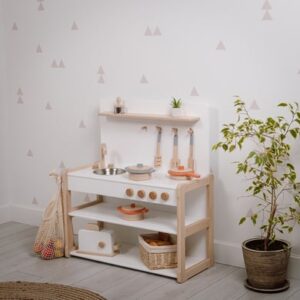 Montessori® Kinderkueche aus Holz XL - multifunktional - weiss Montessori® Kindermöbel mehrfarbig