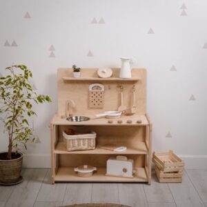 Montessori® Kinderkueche aus Holz - multifunktional - Natur Montessori® Kindermöbel mehrfarbig