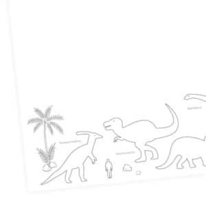 Nikima Papierunterlage A2 Schreibtischunterlage Dinosaurier zum ausmalen weiß