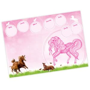Nikima Papierunterlage A2 Schreibtischunterlage Pferde rosa