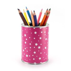 Nikima Stiftebecher Sterne pink/weiß inkl. 12 Dreikant Buntstiften Stifteköcher pink