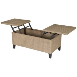 Outsunny 2in1 Gartentisch mit Stauraum khaki