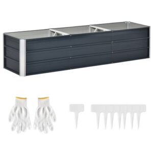 Outsunny Gartenbeet inclusive Gartenhandschuhen und Beetschildern grau