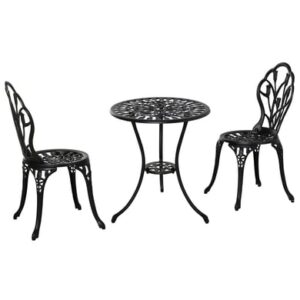 Outsunny Gartenmöbel-Set mit Blumen Design schwarz