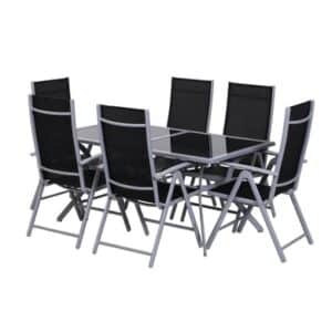 Outsunny Gartensitzgruppe mit 6 Stühlen schwarz