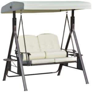 Outsunny Hollywoodschaukel mit Abstelltablett beige