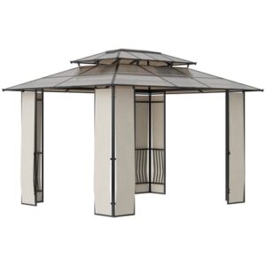 Outsunny Pavillon mit Bildschirmtuch und Erdnagel braun