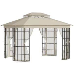 Outsunny Pavillon mit Doppeldach beige