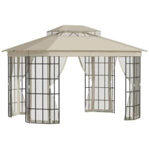 Outsunny Pavillon mit Doppeldach beige