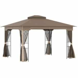 Outsunny Pavillon mit Doppeldach braun