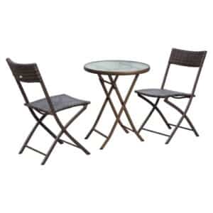 Outsunny Polyrattan Bistroset für 2 Personen braun