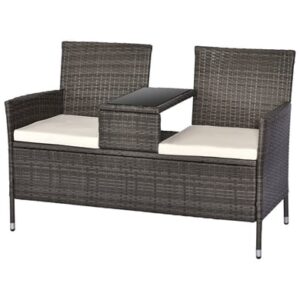 Outsunny Polyrattan Gartenbank grau