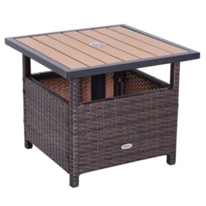 Outsunny Polyrattan Gartentisch braun